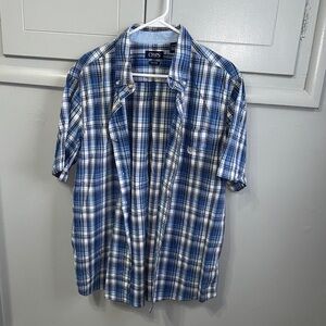 Chaps Men's Blue and White Plaid Shirt